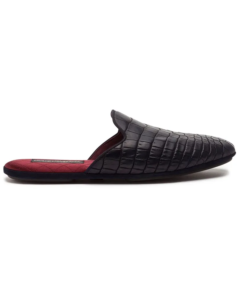 Dolce & Gabbana Slipper mit Kroko-Optik - Blau Blau