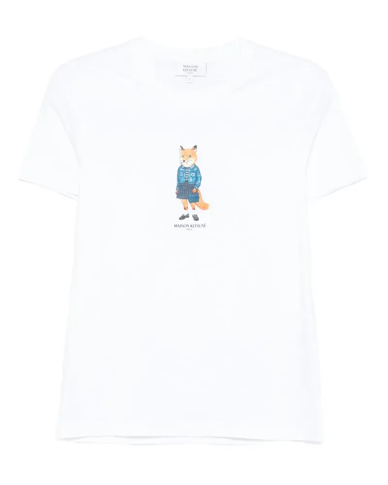 Kitsuné T-Shirt mit Fuchs-Print - Weiß Weiß