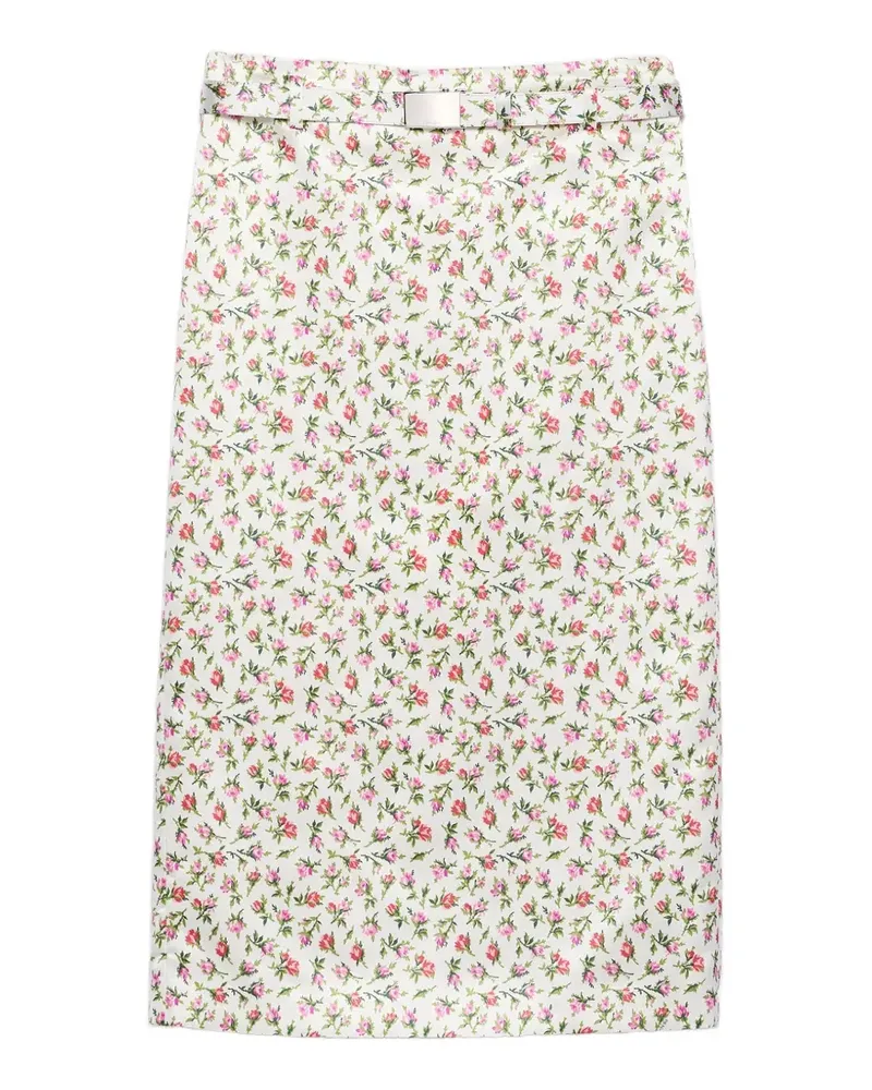 Prada printed silk duchesse midi skirt - Nude Nude