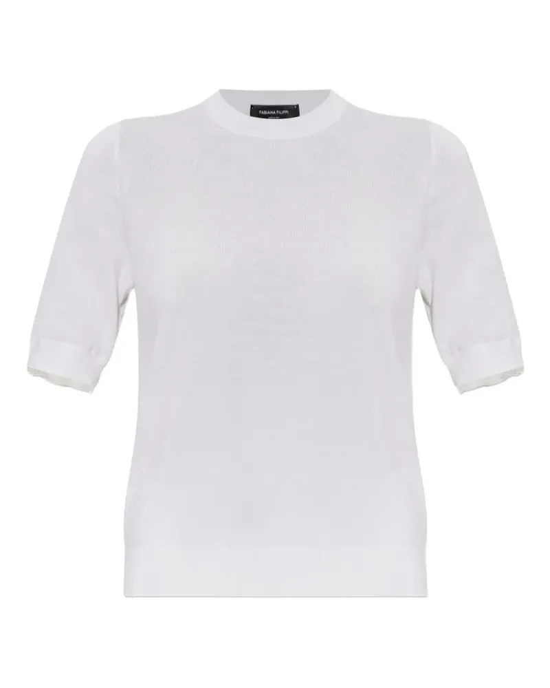 Fabiana Filippi T-Shirt mit Tüllbesatz - Weiß Weiß