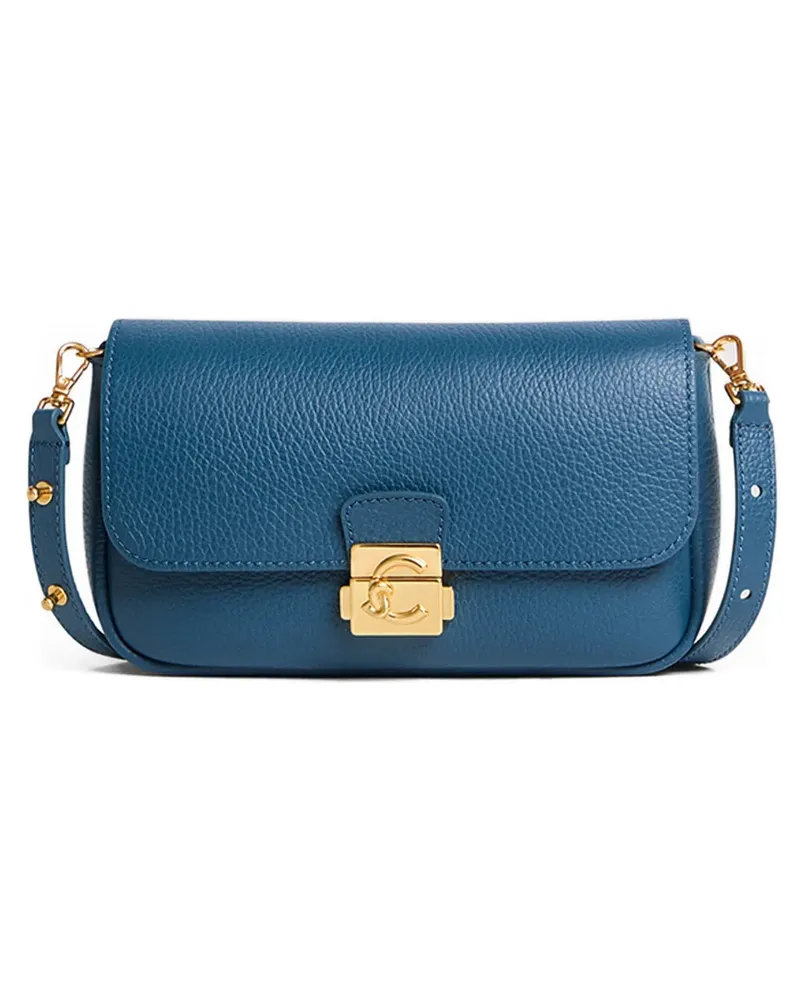 Coccinelle Mini Schultertasche mit Logo-Schild - Blau Blau