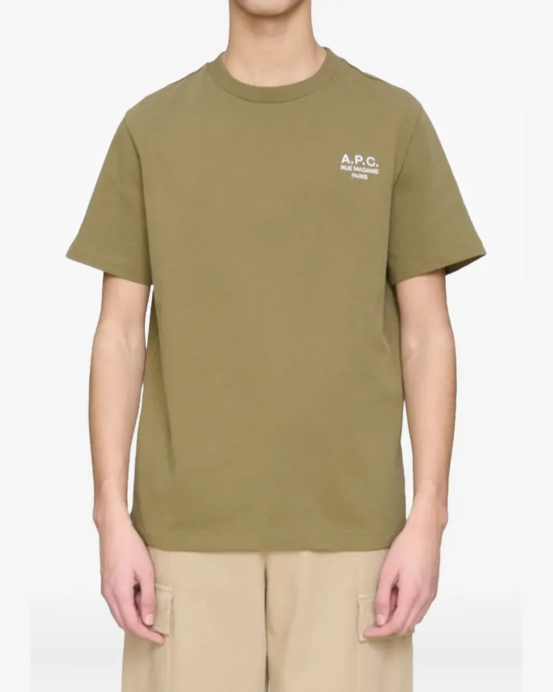A.P.C. T-Shirt mit Logo-Stickerei - Grün Grün