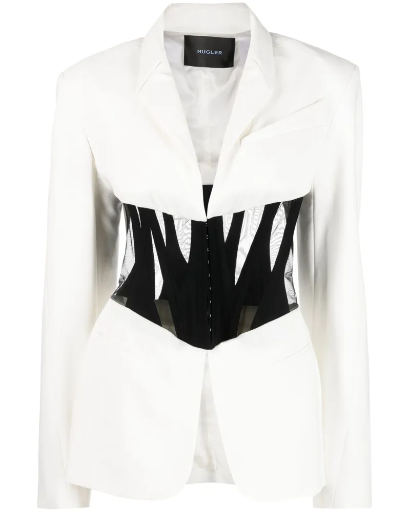 Thierry Mugler Einreihiger Blazer - Weiß Weiß