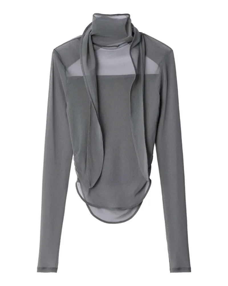 Christophe Lemaire ballerina scarf top in mesh jersey - Grau Grau