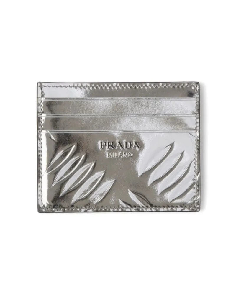 Prada Kartenetui in Metallic-Optik - Silber Silber
