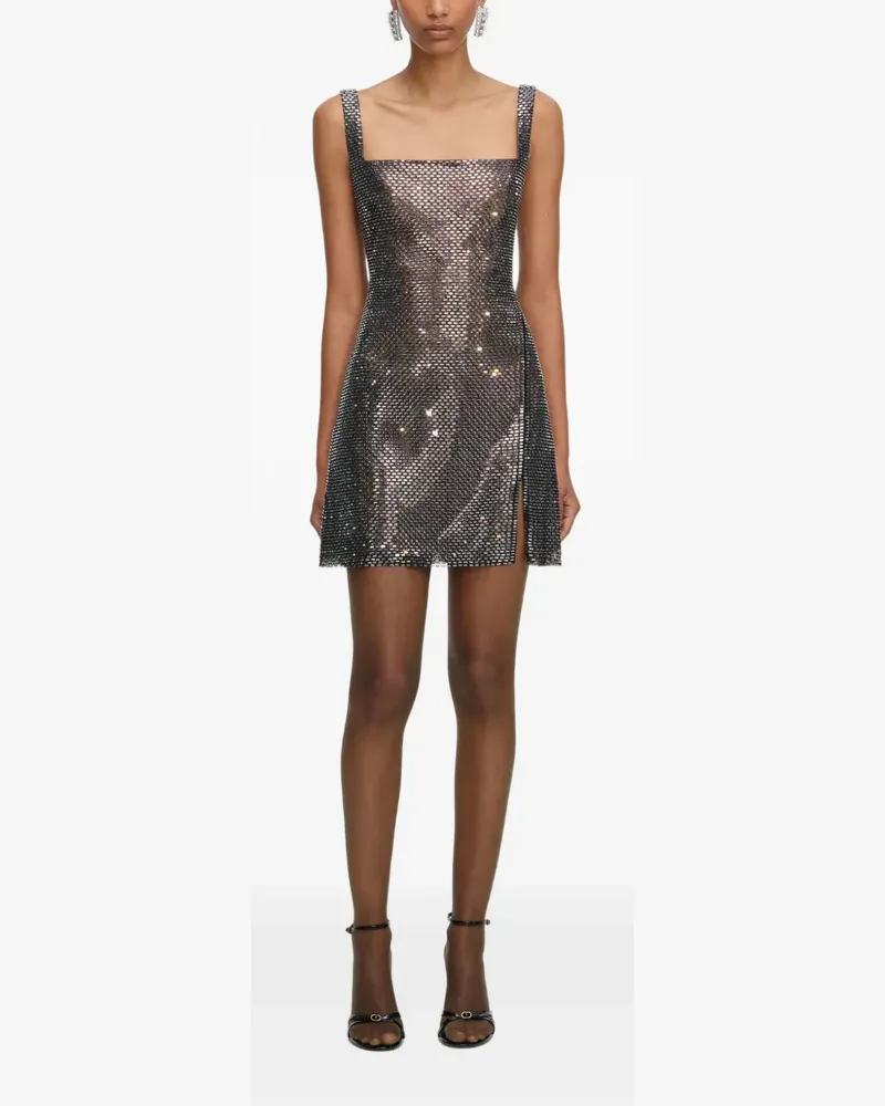 Self-Portrait rhinestone-embellishment mini dress - Schwarz Schwarz