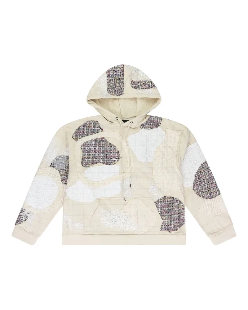 WHO DECIDES WAR Tweed Patchwork hoodie - Nude Nude