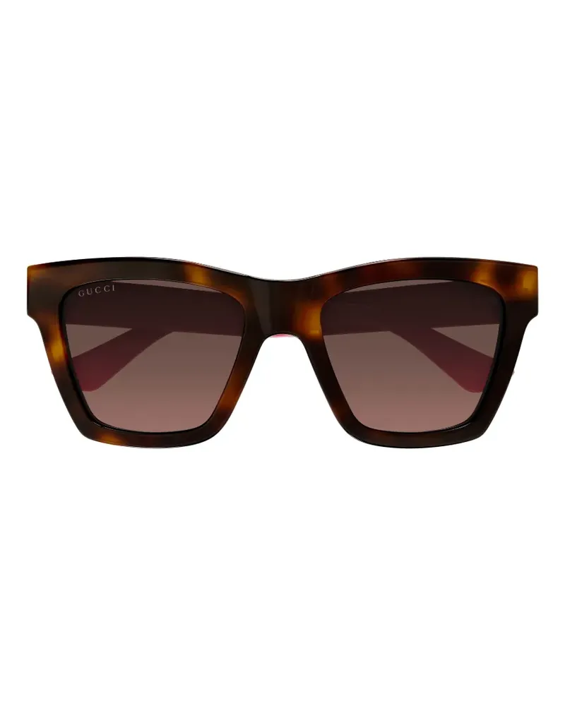 Gucci Eckige Sonnenbrille in Schildpattoptik - Braun Braun