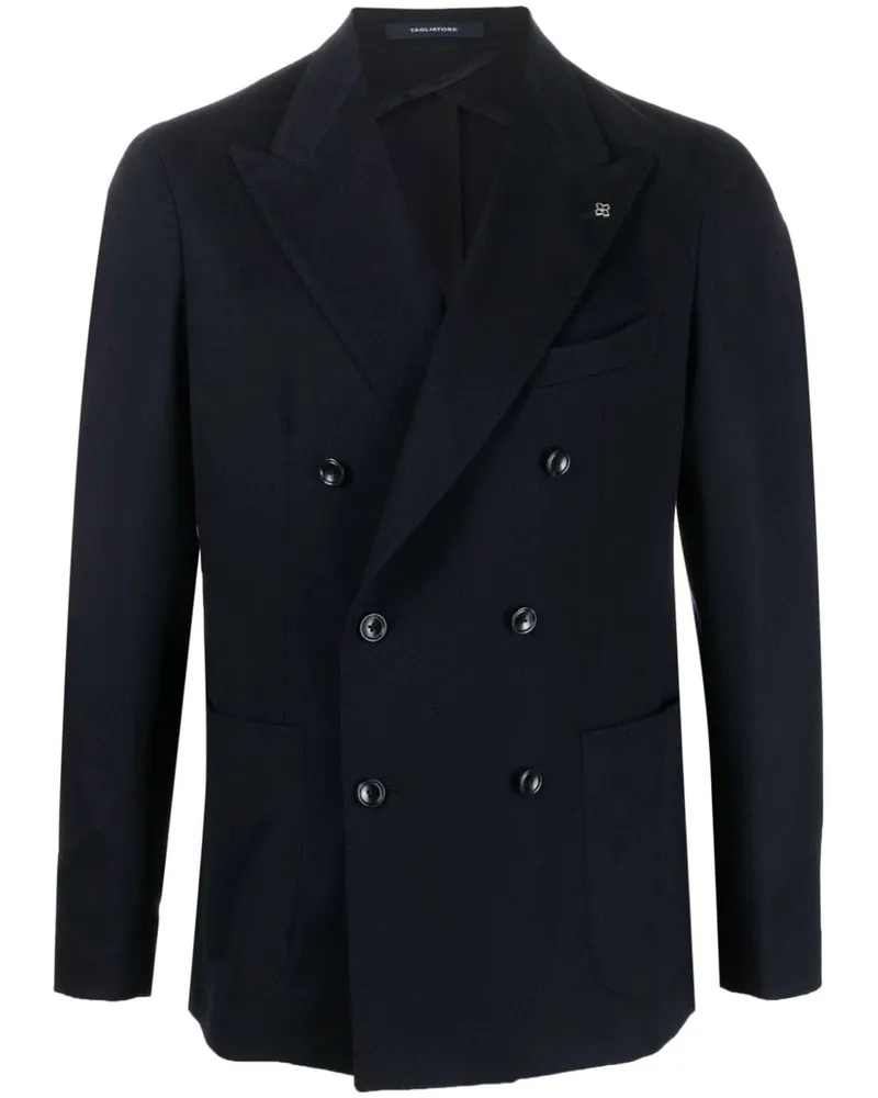 Tagliatore Doppelreihiges Sakko mit Anstecknadel - Blau Blau
