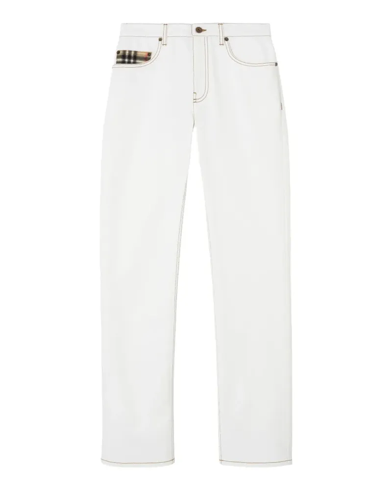 Burberry Halbhohe Straight-Leg-Jeans - Weiß Weiß
