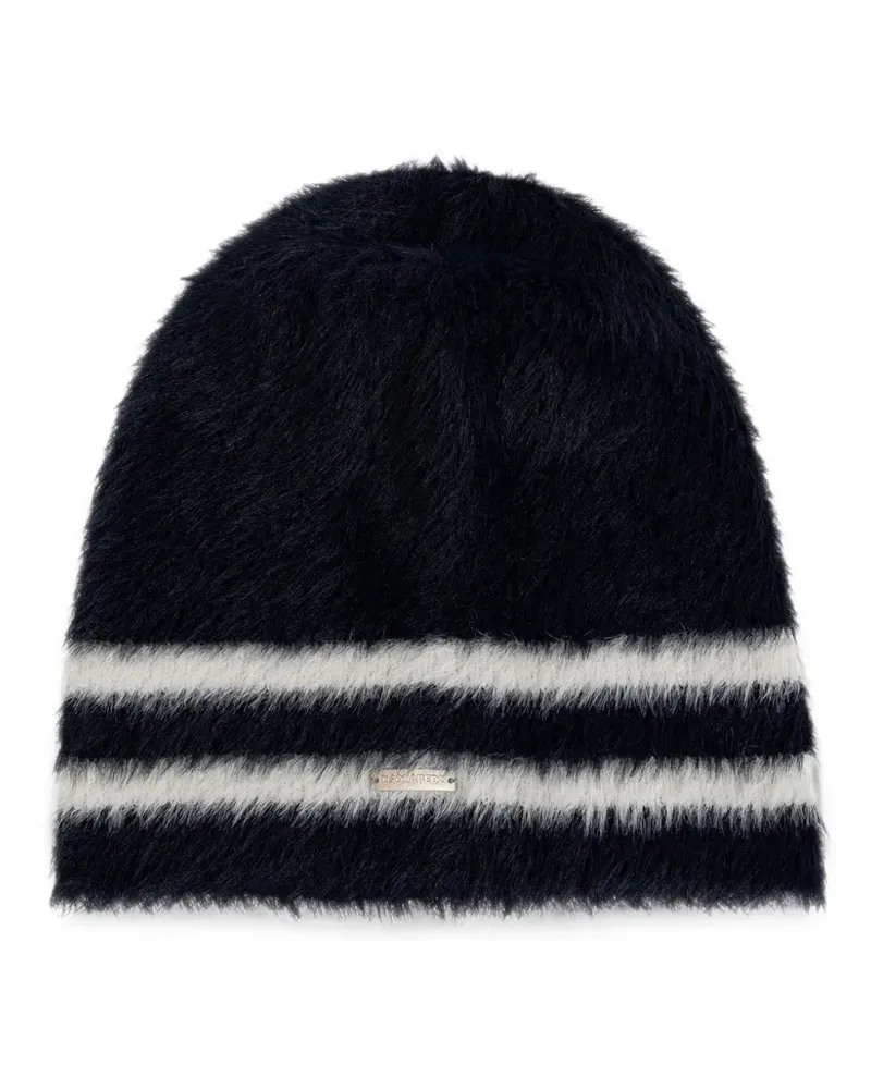 Dsquared2 Gestreifte Beanie mit Logo - Blau Blau