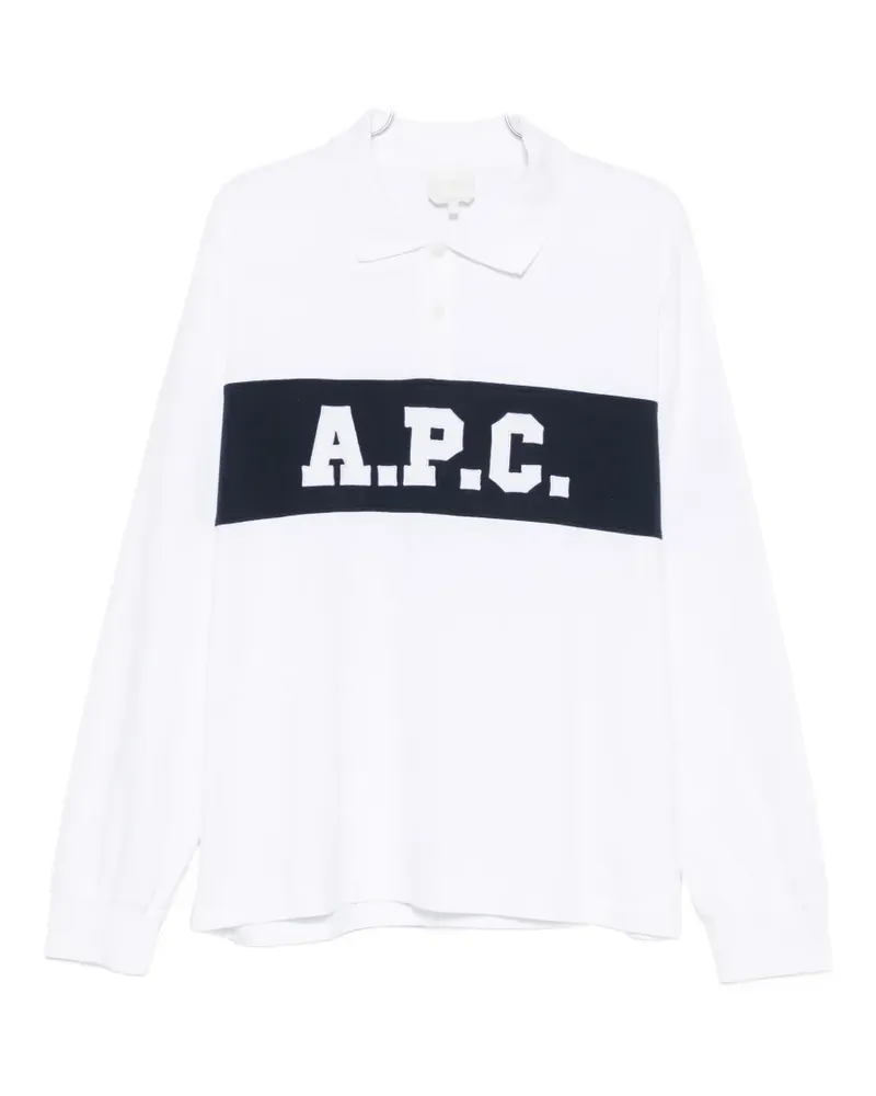 A.P.C. logo-print long-sleeve polo shirt - Weiß Weiß