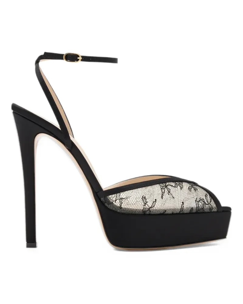 Andrea Wazen Katy floral-lace platform sandals - Schwarz Schwarz