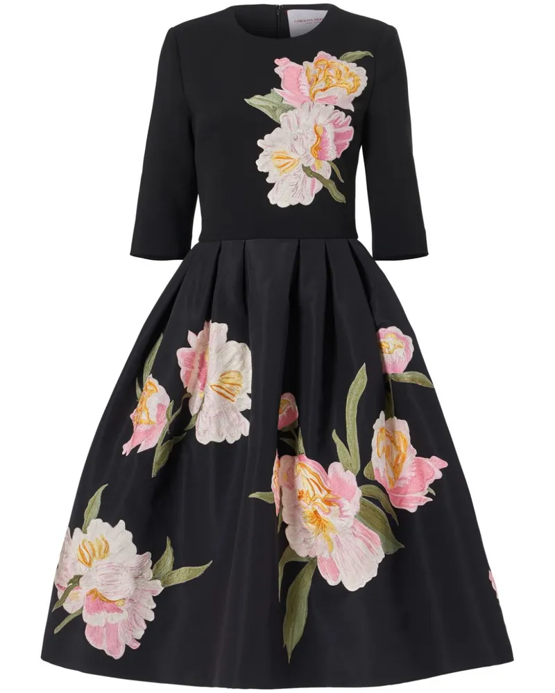 Carolina Herrera New York Kleid mit Blumenstickerei - Schwarz Schwarz