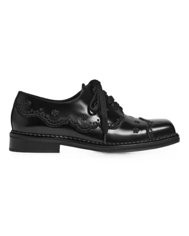 Simone Rocha floral-lace brogues - Schwarz Schwarz