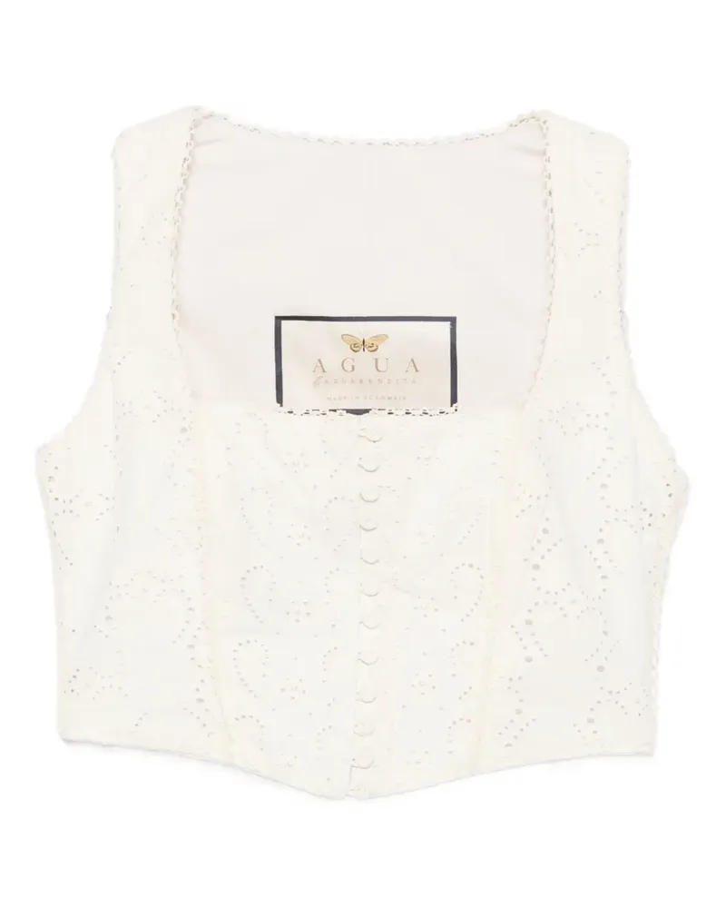 AGUA BENDITA Cornalina Cropped-Top mit Ösenstickerei - Nude Nude