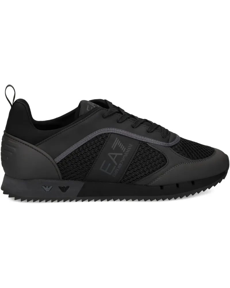 EA7 Mesh-Sneakers mit Logo-Detail - Schwarz Schwarz