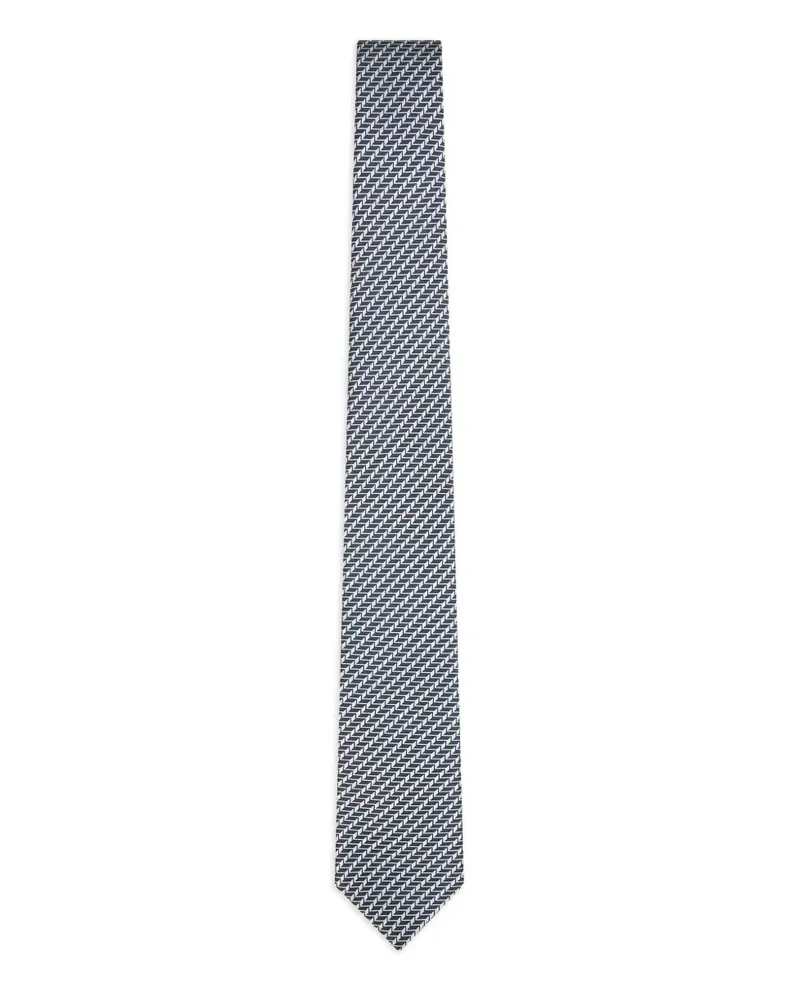 Giorgio Armani Geometrische Jacquard-Seidenkrawatte - Blau Blau