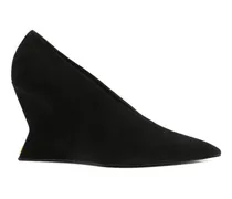 suede wedge-heel pumps - Schwarz