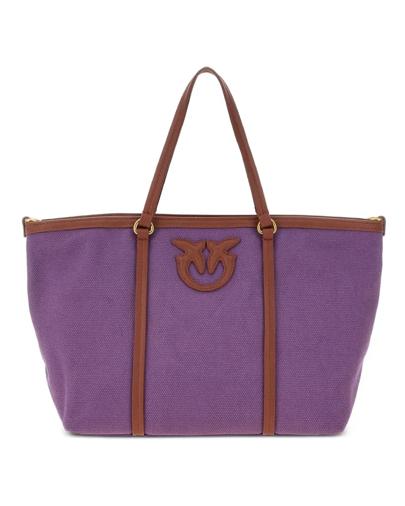 Pinko Tote Bag aus Canvas mit Logo-Patch - Violett Violett