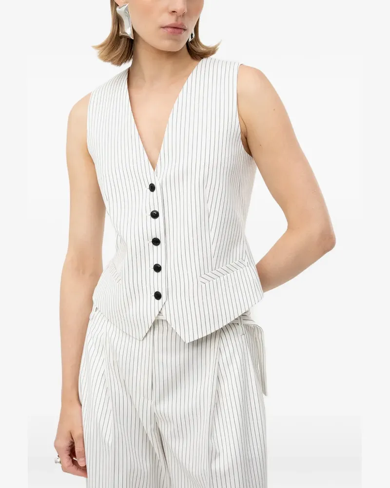 HUGO BOSS pinstripe-pattern sleeveless vest - Weiß Weiß
