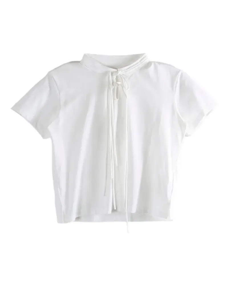 Yohji Yamamoto tie-fastening T-shirt - Weiß Weiß