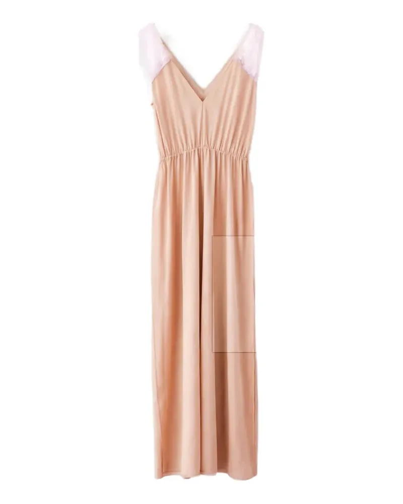Kristina Ti lace-trim elasticated-waist maxi dress - Orange Orange