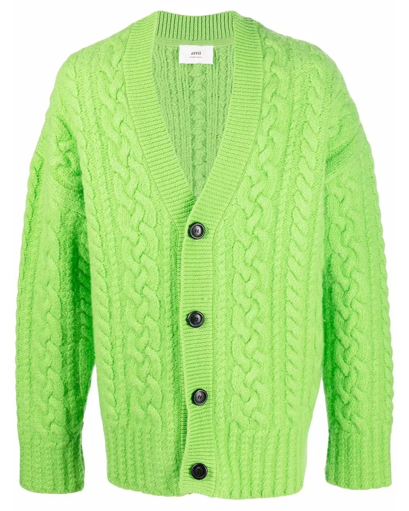 AMI Paris Cardigan mit Zopfmuster - Grün Grün