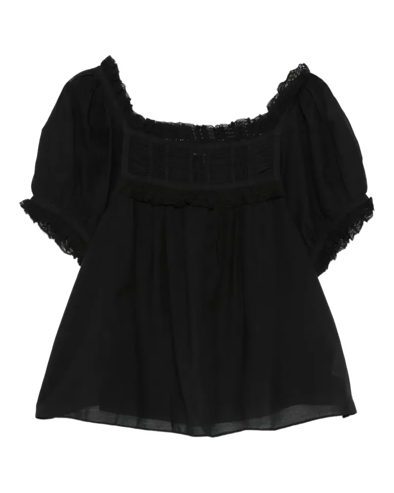 DÔEN Frances Oberteil mit Rüschendetail - Schwarz Schwarz