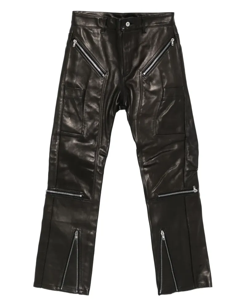 Rick Owens Lederhose mit Reißverschlussdetail - Schwarz Schwarz
