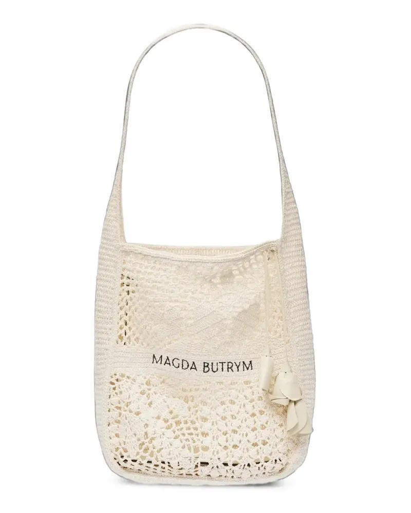 Magda Butrym crochet floral-appliqué tote bag - Nude Nude