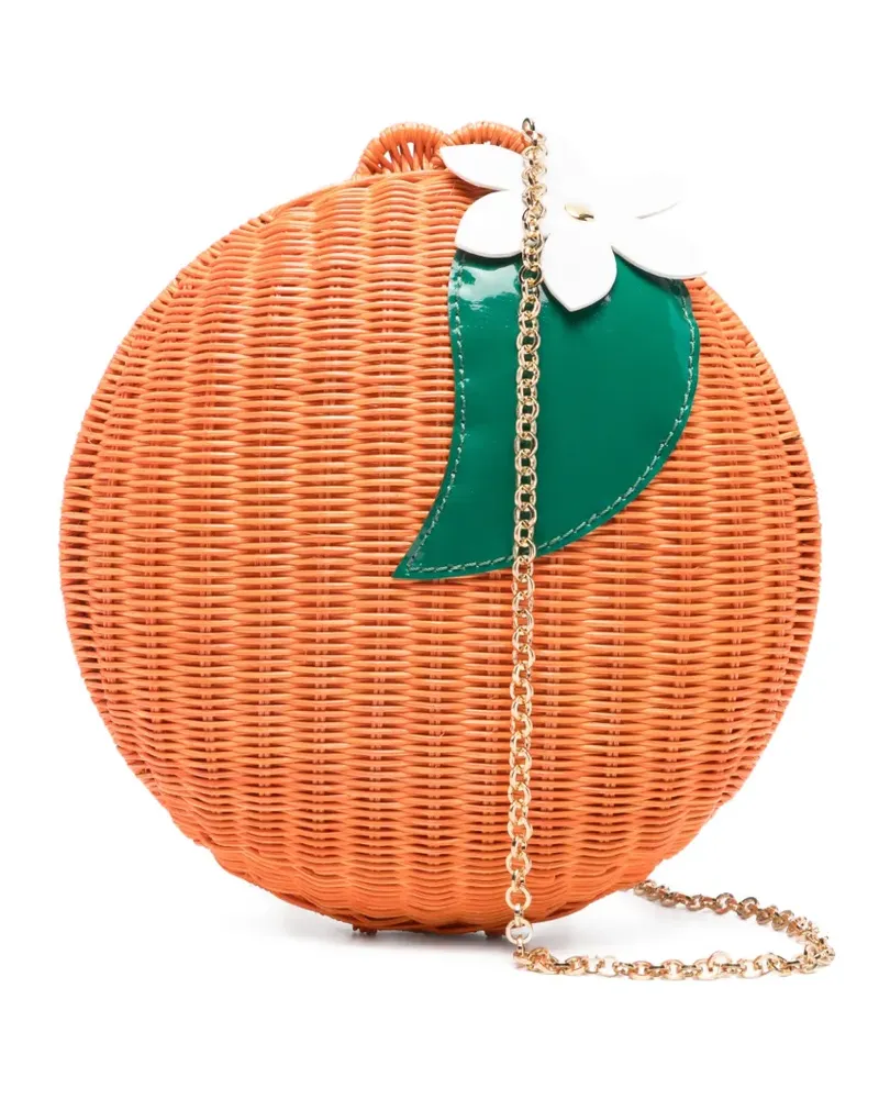 Serpui flower embellished clutch bag - Orange Orange