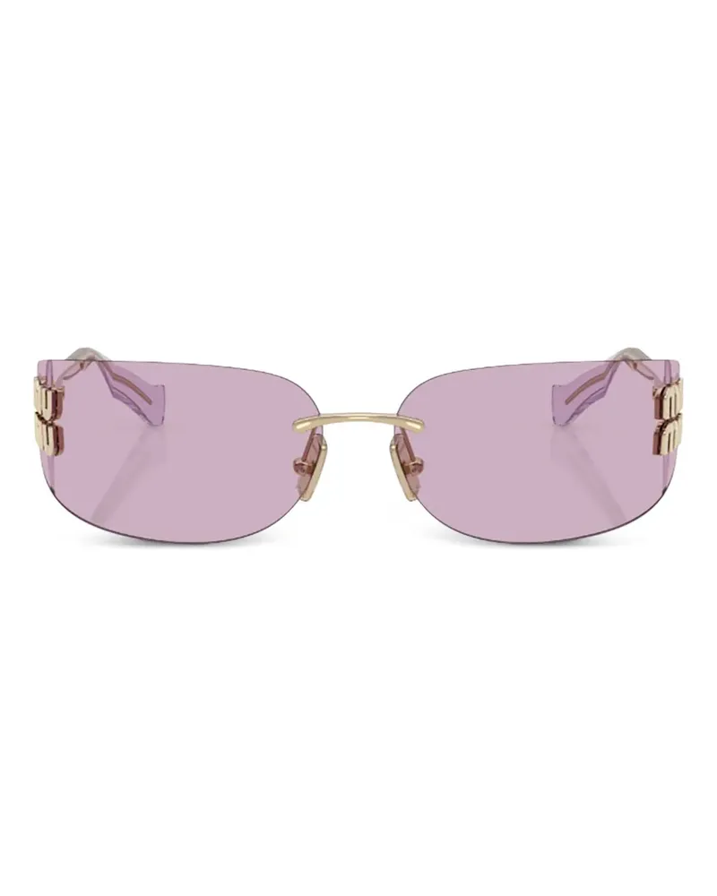 Miu Miu logo-plaque geometric-frame sunglasses - Gold Gold
