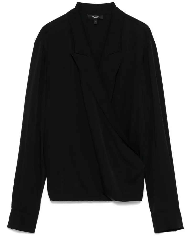 Theory Gewickelte Bluse mit steigendem Revers - Schwarz Schwarz