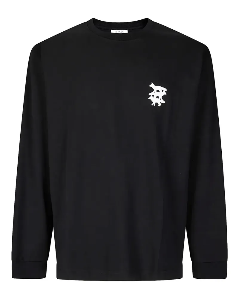 Kitsuné Langarmshirt mit Logo-Print - Schwarz Schwarz