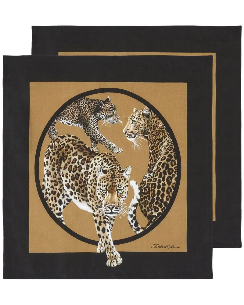 Dolce & Gabbana Servietten mit Animal-Print (2er-Set) - Braun Braun