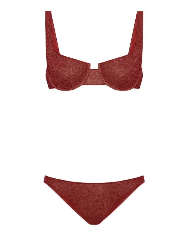 Oséree Zweiteiliger Bikini mit Lurex-Garn - Rot Rot