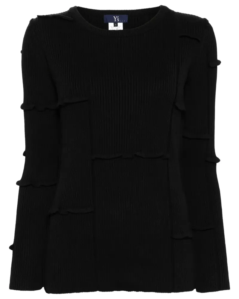 Yohji Yamamoto Gerippter Pullover - Schwarz Schwarz