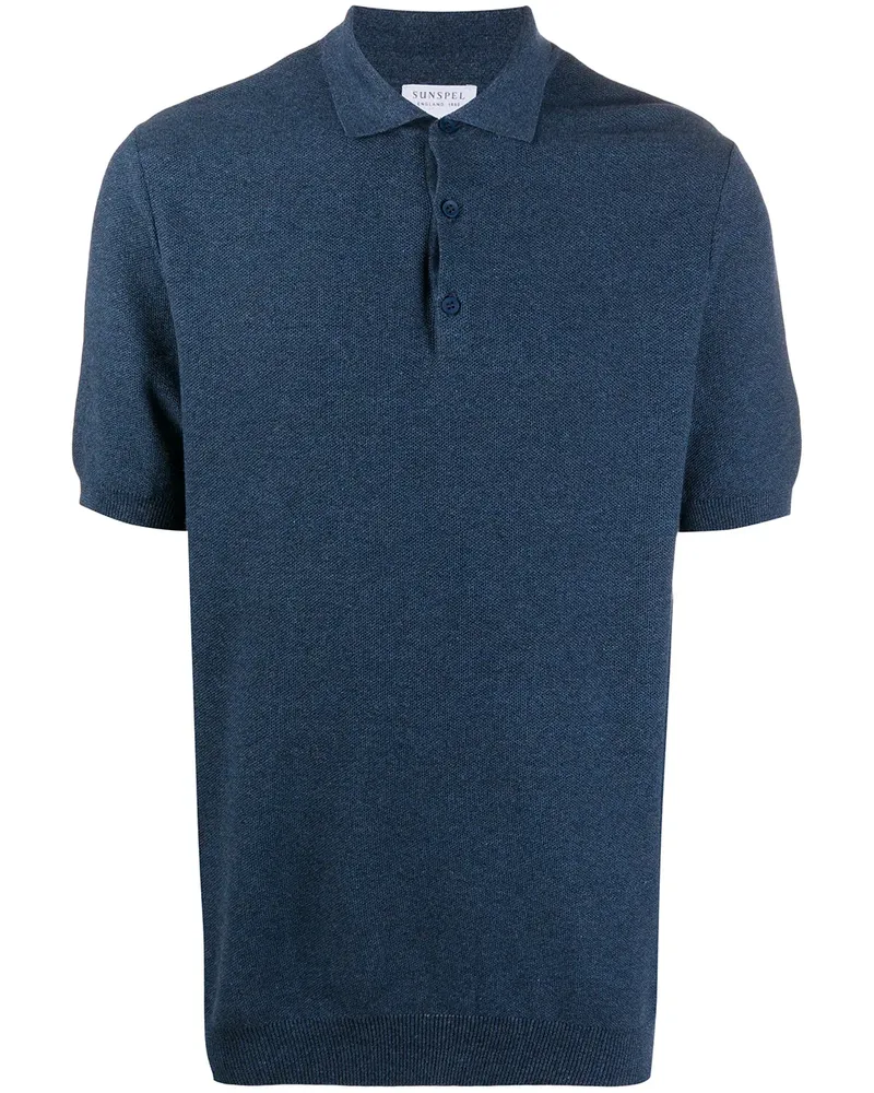 Sunspel Strukturiertes Poloshirt - Blau Blau
