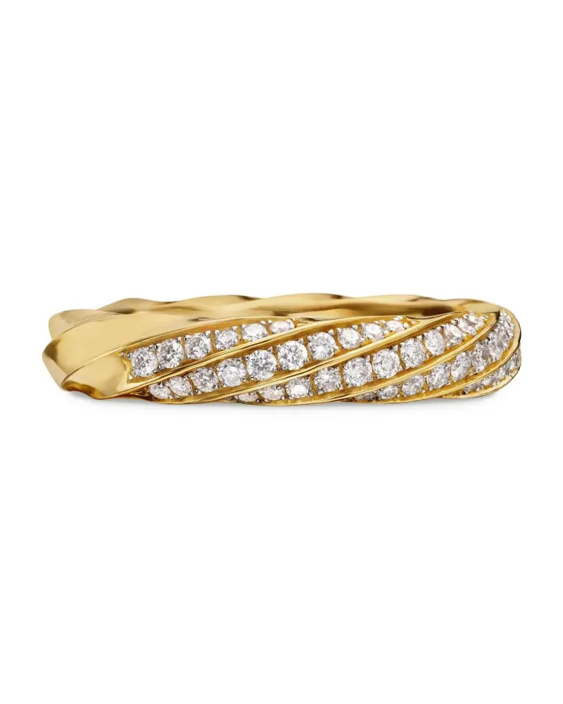 David Yurman 18kt Cable Edge recycelter Goldring mit Diamanten (4mm Gold
