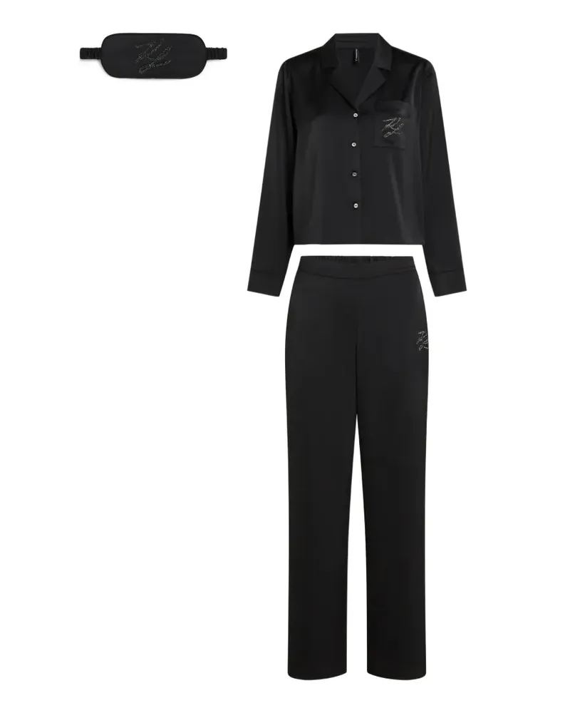 Karl Lagerfeld Autograph Pyjama mit Strass - Schwarz Schwarz
