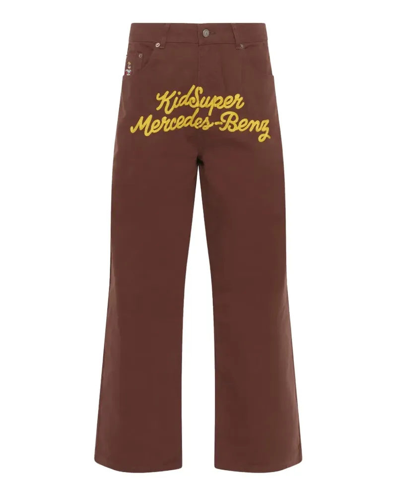 KidSuper x Mercedes Benz logo-embroidered wide-leg trousers - Braun Braun