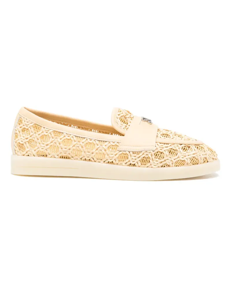 Casadei woven logo-plaque loafers - Nude Nude