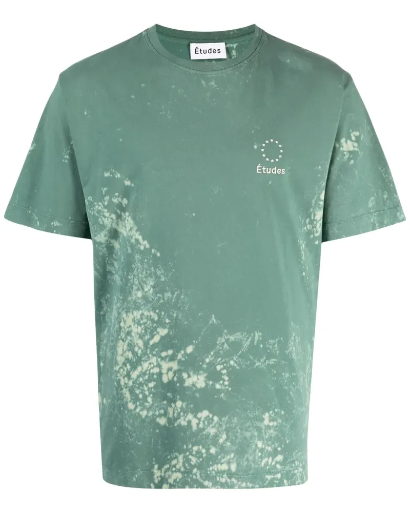 Études Studio T-Shirt aus Bio-Baumwolle mit Bleach-Effekt - Grün Grün