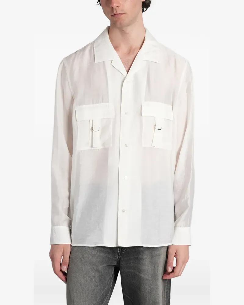 ATTACHMENT buckle-detail flap-pocket button-down shirt - Weiß Weiß