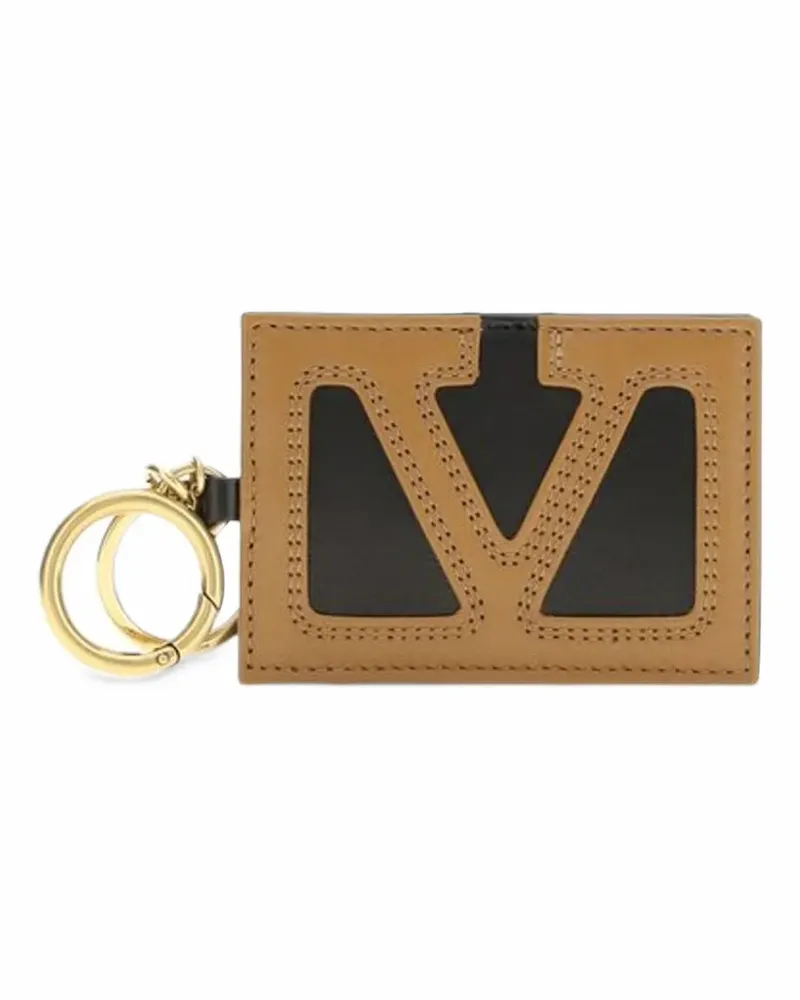 Valentino Garavani VLogo Signature leather keychain - Nude Nude