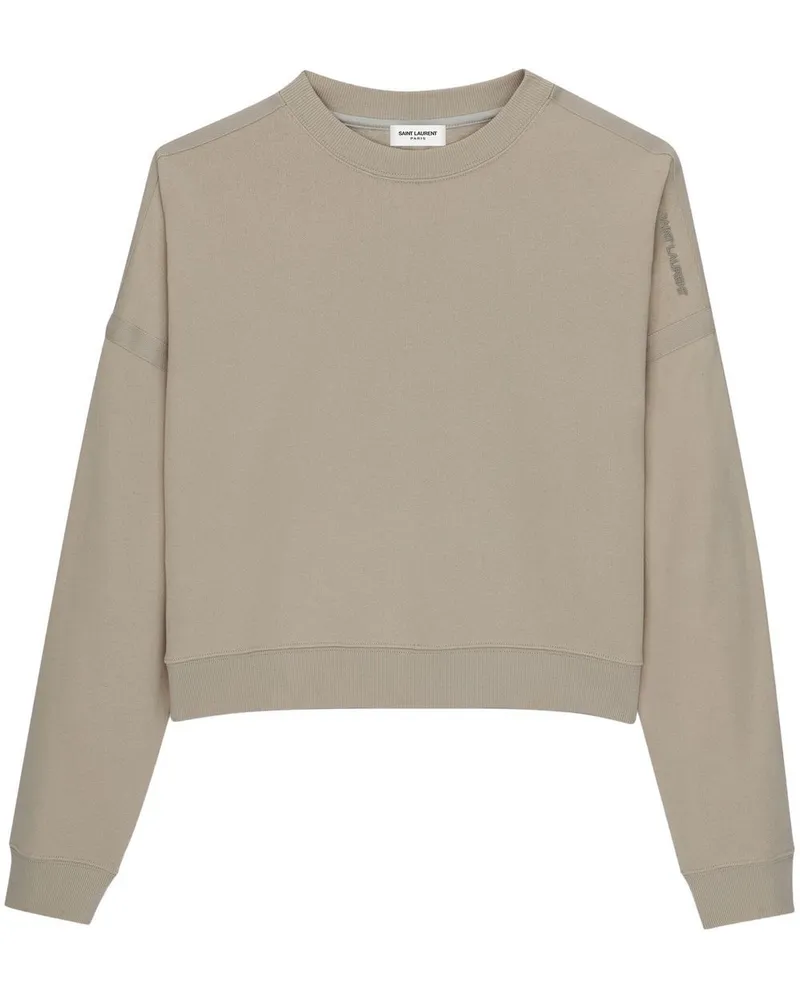 Saint Laurent Klassisches Cropped-Sweatshirt - Nude Nude