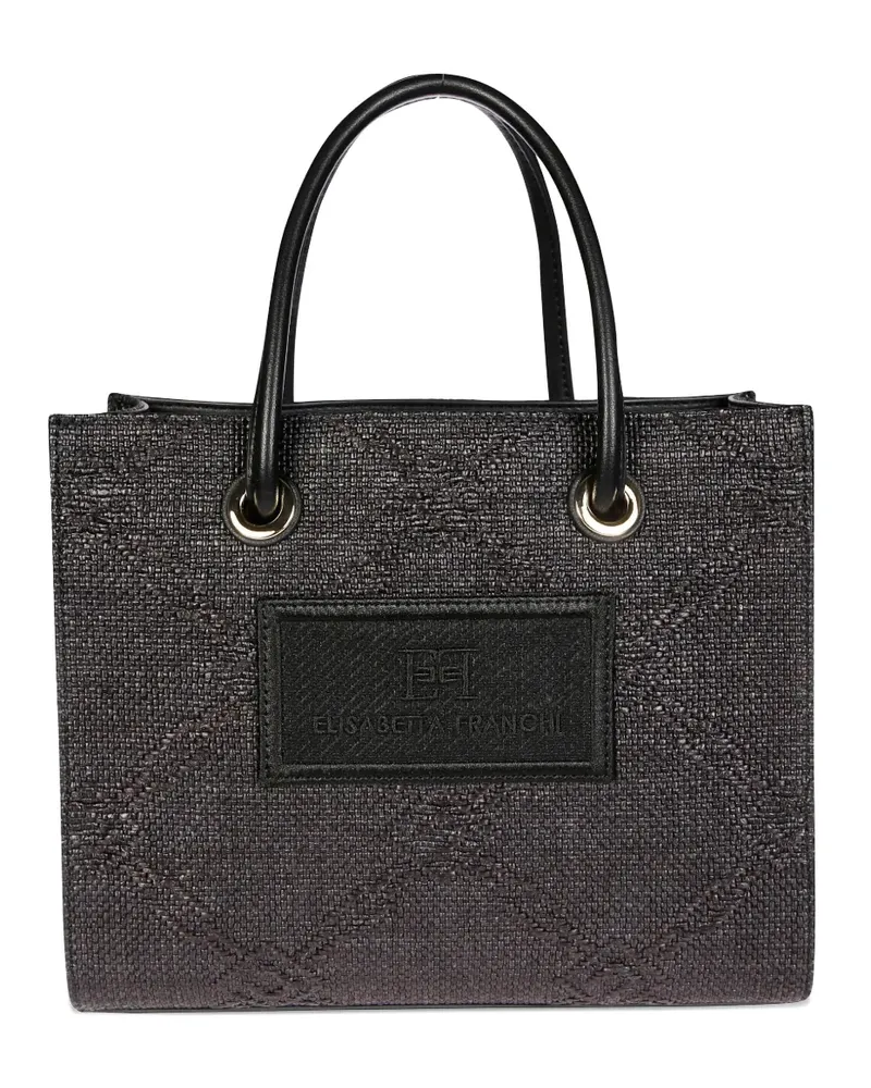 Elisabetta Franchi Shopper aus Bast - Schwarz Schwarz