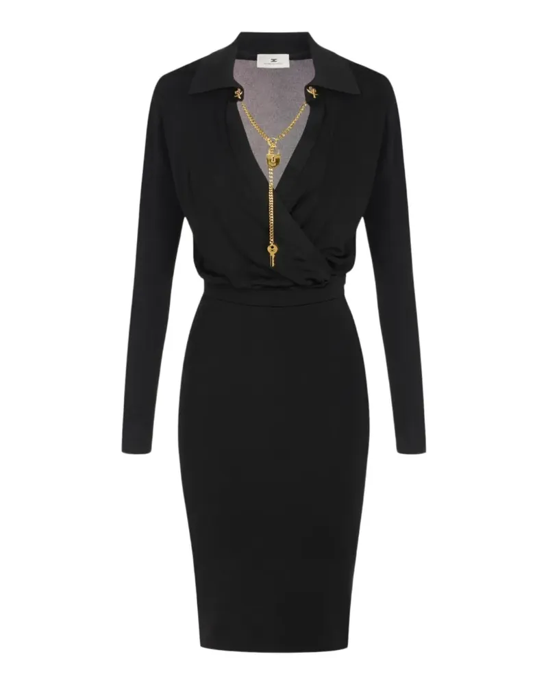 Elisabetta Franchi Kleid aus Viskosegarn mit Schmuckkette - Schwarz Schwarz