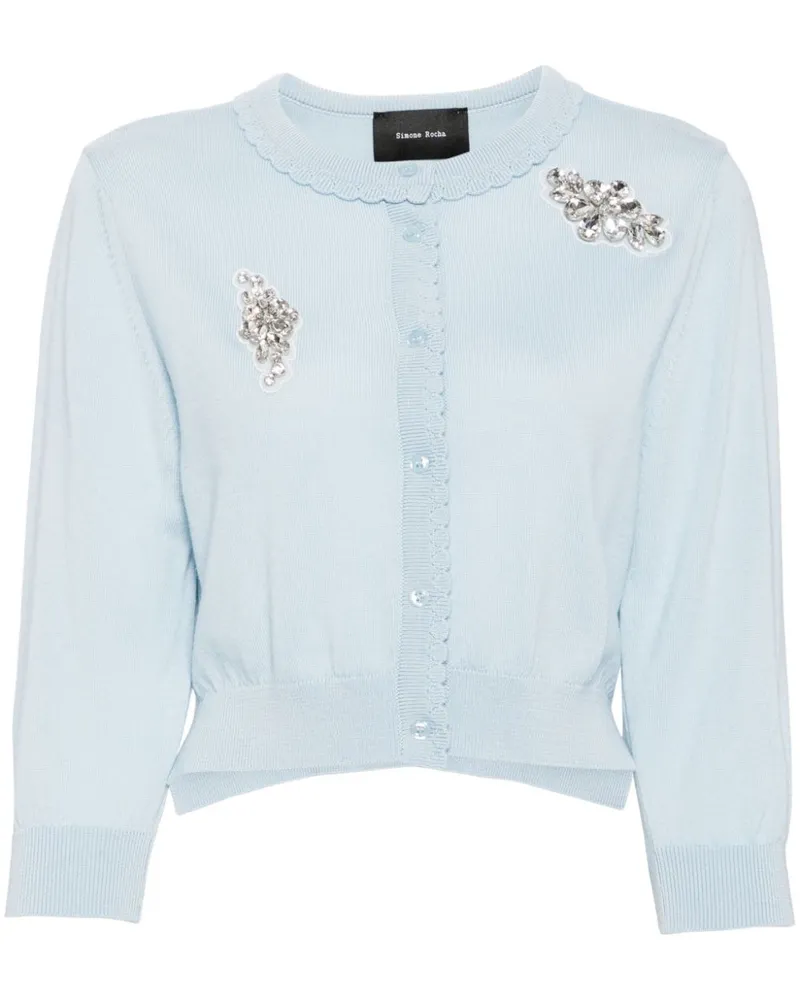 Simone Rocha Cardigan mit gewellten Perlen Blau